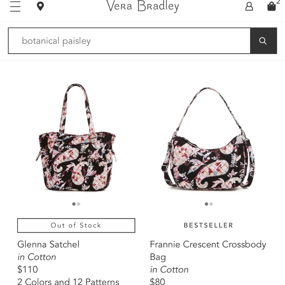 Vera Bradley Glenna Satchel Botanical Paisley
